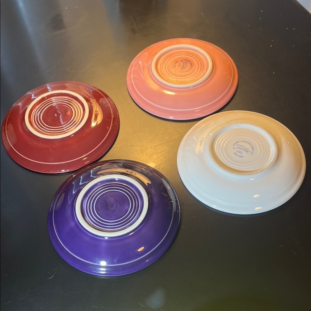 Fiesta Colorful Ceramic Saucer Set - Red, Coral, Purple, White - Picture 2 of 3